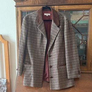 Norm Thompson Houndstooth Blazer with Velvet Accents